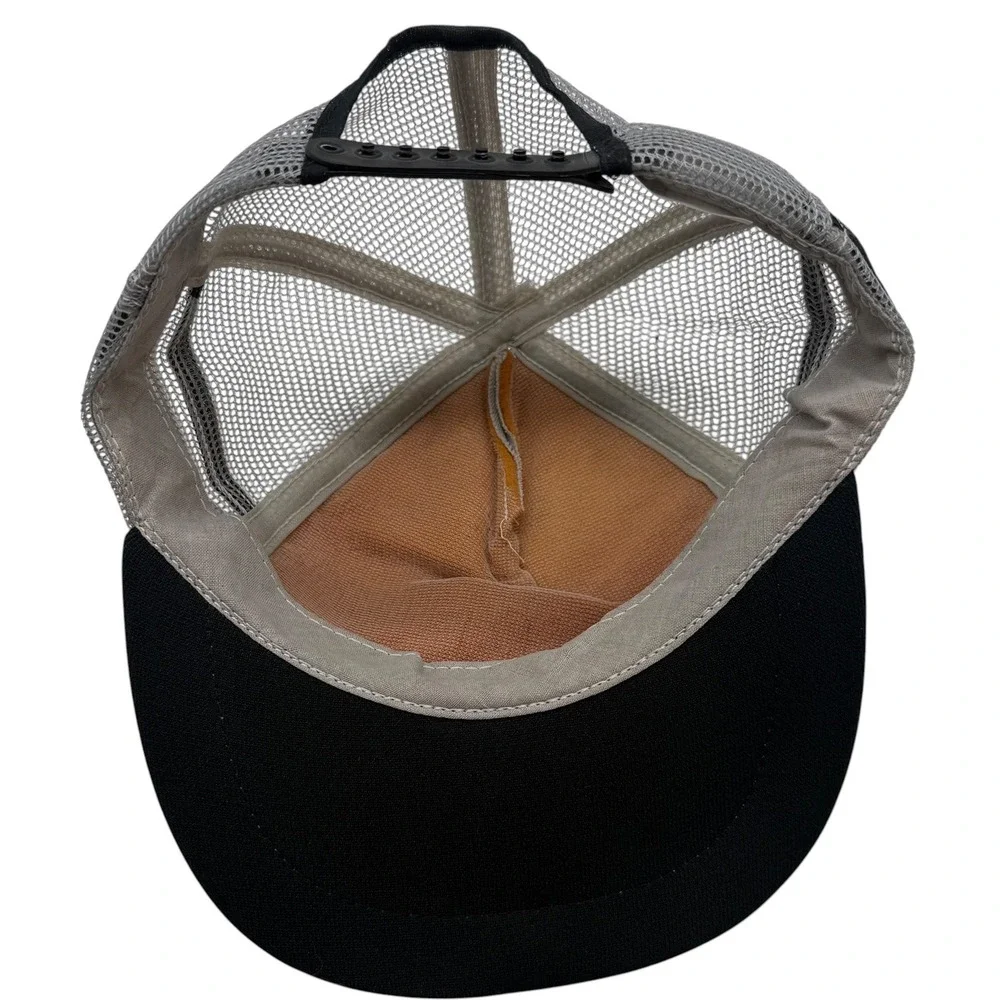 Woods‎ Vintage Trucker Hat Gray Black Mesh Snapback Striped Graphic Cap